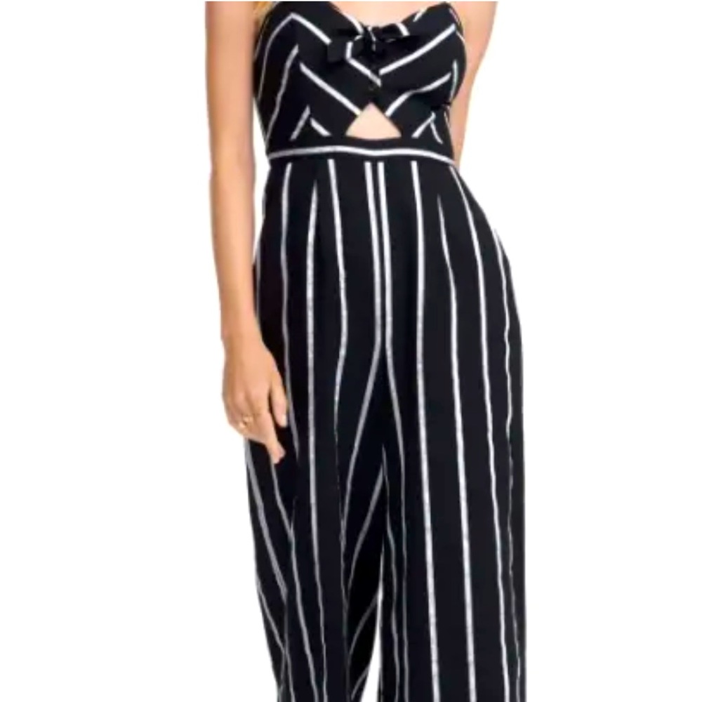 Main Strip Strapless Navy and White Cutout Jumpsuit sz M